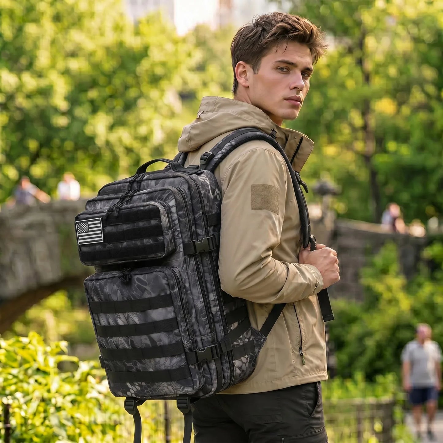 45L Tactical Travel Backpack Molle Large Capacity Multi Pocket Storage Bag Durable Wear Resistant Camping Hiking Trekking Bushcraft Daypack Heavy Duty Rucksack For Men Women Business Trips Mountain Climbing Daily Commute Lugg