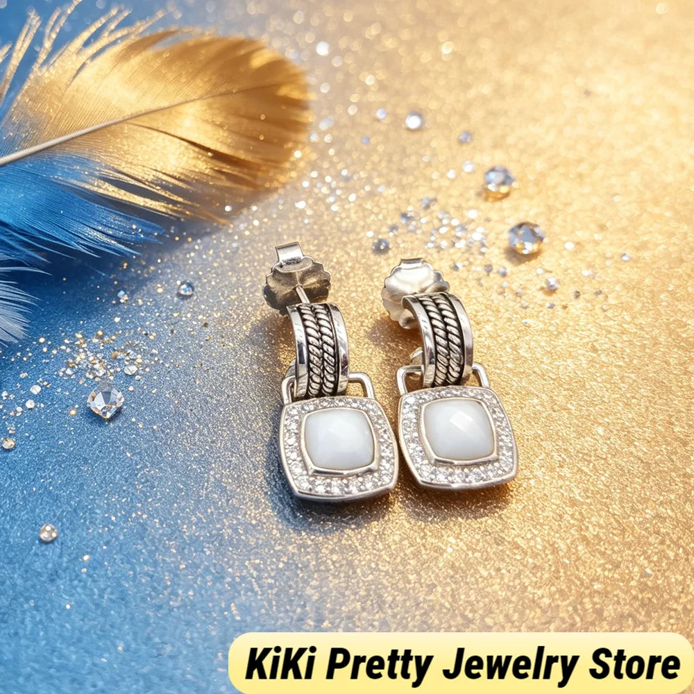 Sterling Silver Zircon Earrings 925 Elegant Gift Idea