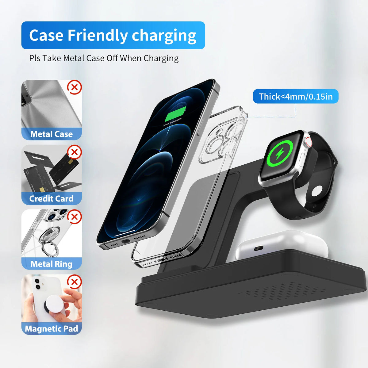Foldable 3 In 1 Fast Magnetic Wireless Charger For Apple