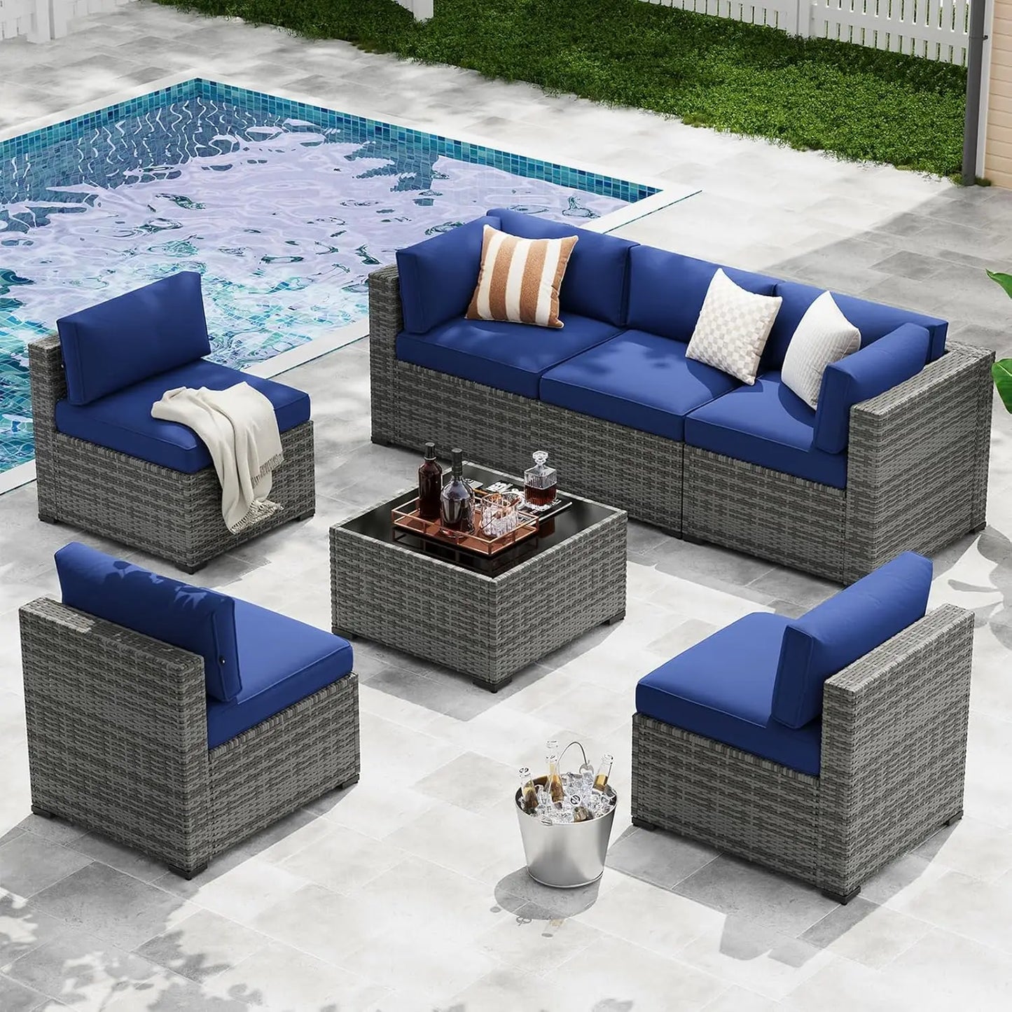 XIAOLANG Outdoor Patio Furniture Set Wicker Cushions Modern Design