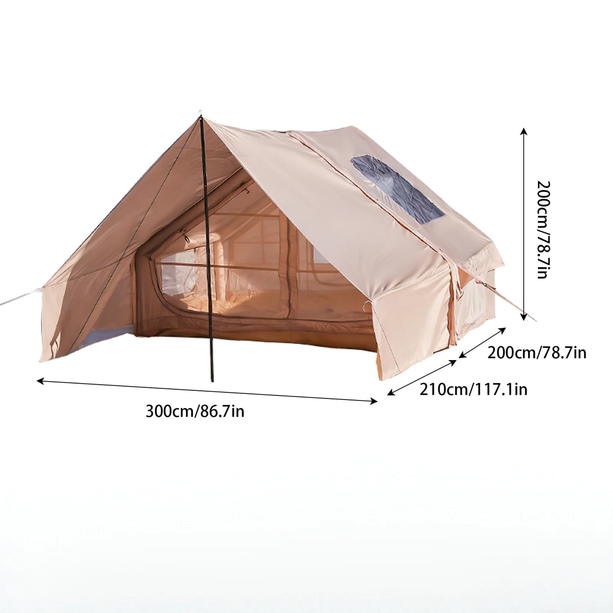 Inflatable Camping Tent With Skylight And Breathable Mesh For Glamping