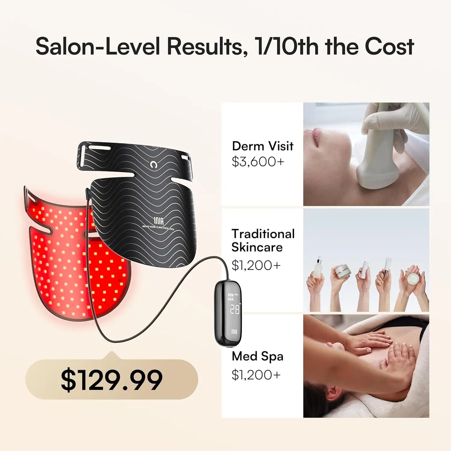 Red Light Therapy Mask for Neck & Décolleté – 850nm NIR + 3 Light Modes for Anti-Aging, Firming & Radiant Glow