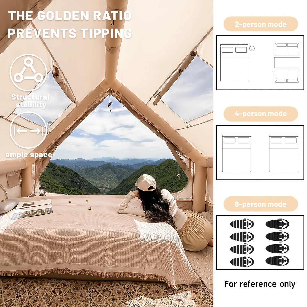 Inflatable Camping Tent With Skylight And Breathable Mesh For Glamping