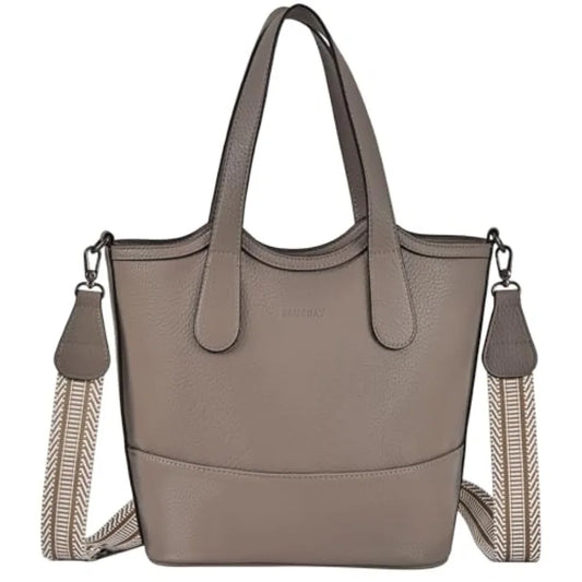 Tote Bag for Women, StrawandVegan Leather Bucket Bags Crossbody Top Handle Purses And Handbags For Work Travel Beach