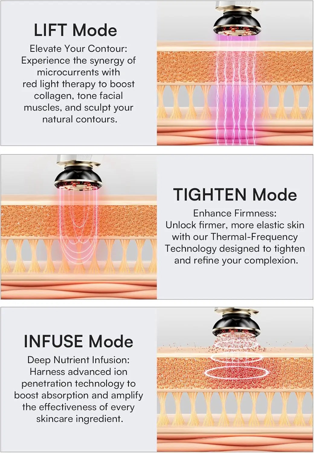 Three in one red light facial and neck beauty device, a skincare tool that eliminates skin swelling and tightens the skin