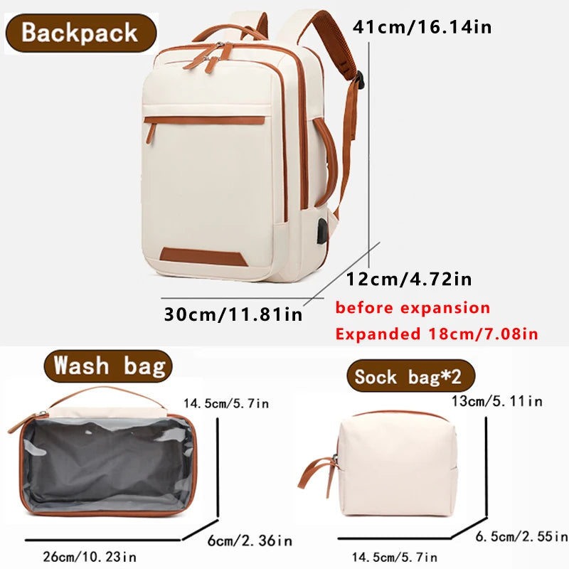 Oghuafee Large-Capacity Expandable Computer Backpack, Lightweight Commuter Backpack, Dry and Wet Separation Unisex Casual Nylon Backpack, Suitable for Commuting, Travel, Etc