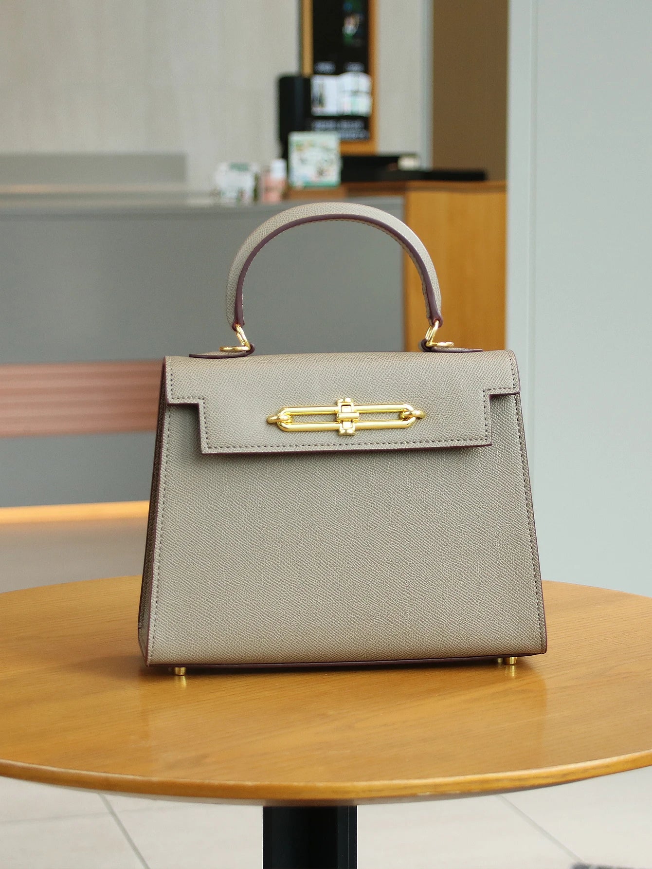 Palm Print Leather Box Handbag For Women Portable Light Luxury