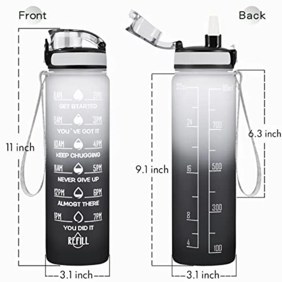 Leakproof BPA Free Motivational Water Bottle With Time Markings