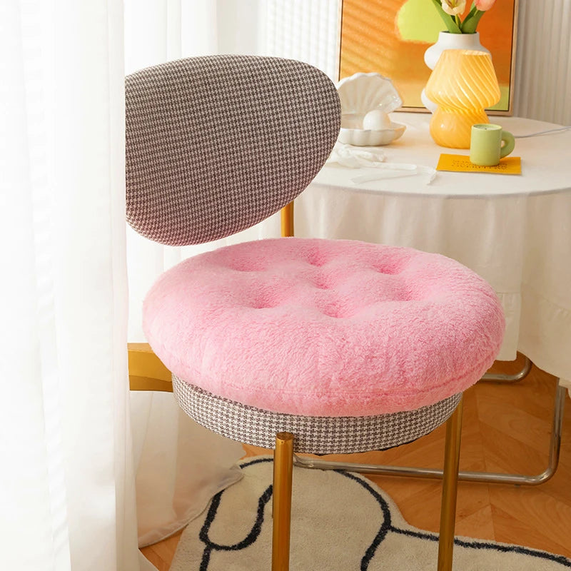 Lamb Velvet Round Chair Cushion Ultra Soft Plush Seat Pad