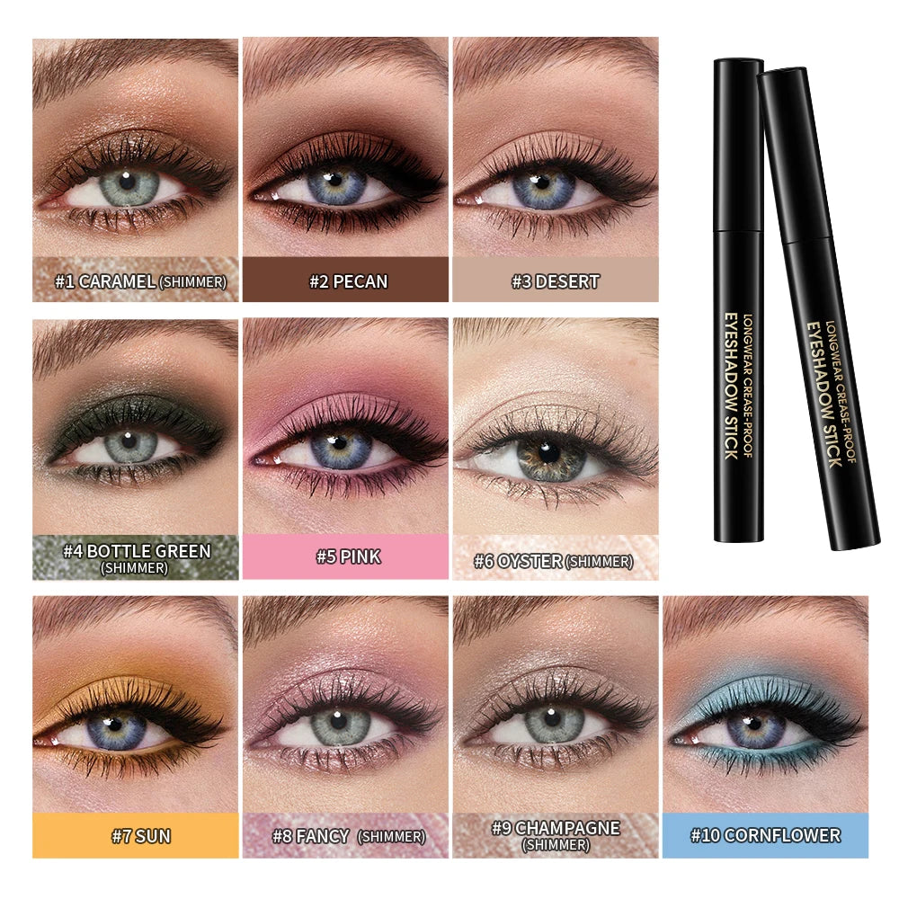 Lakerain Eyeshadow Stick Shimmer and Matte Long Lasting Waterproof Highlighter Metallic Glitter Eye Shadow Pencil Cosmetics