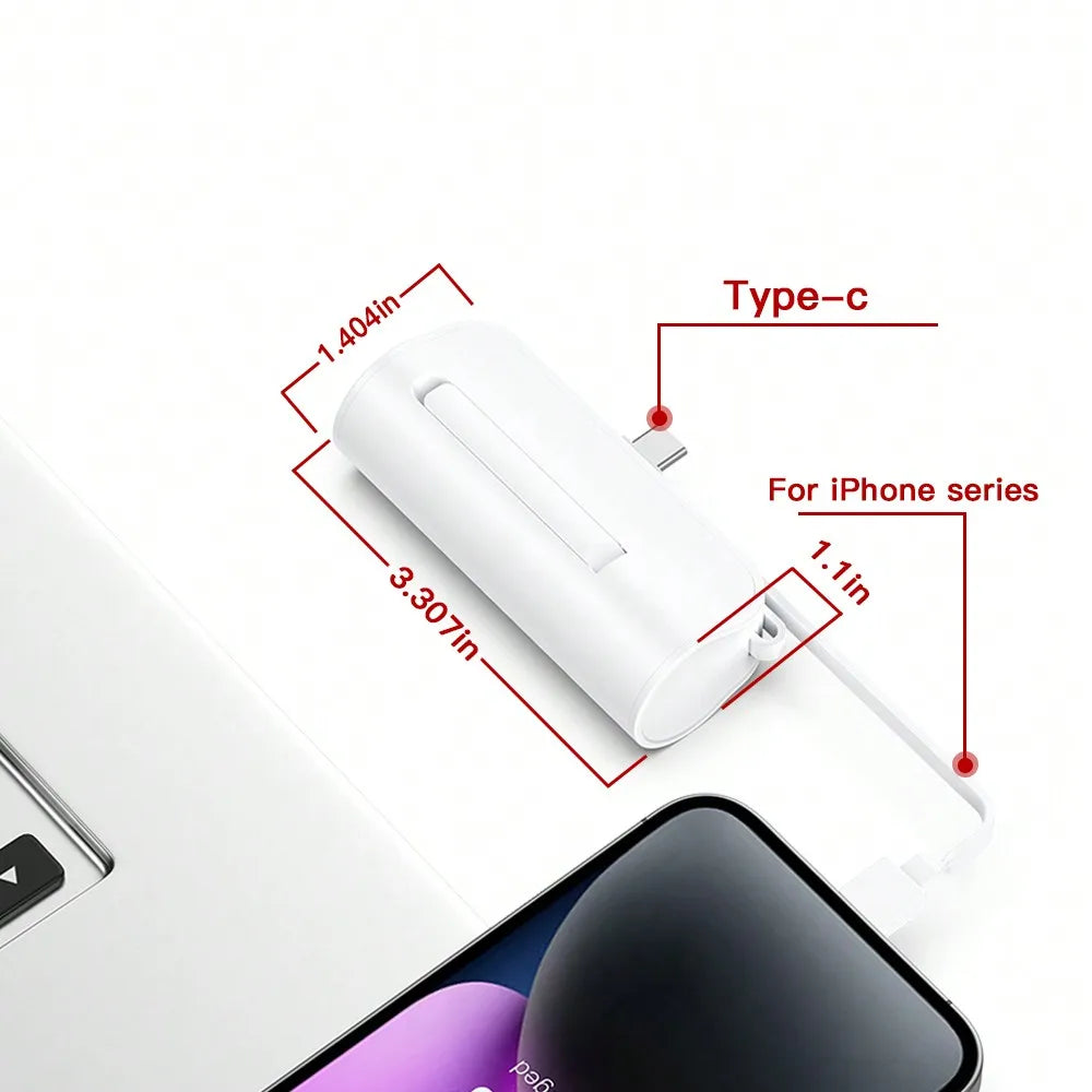 Portable 5000mAh Power Bank With Built In Type C Output