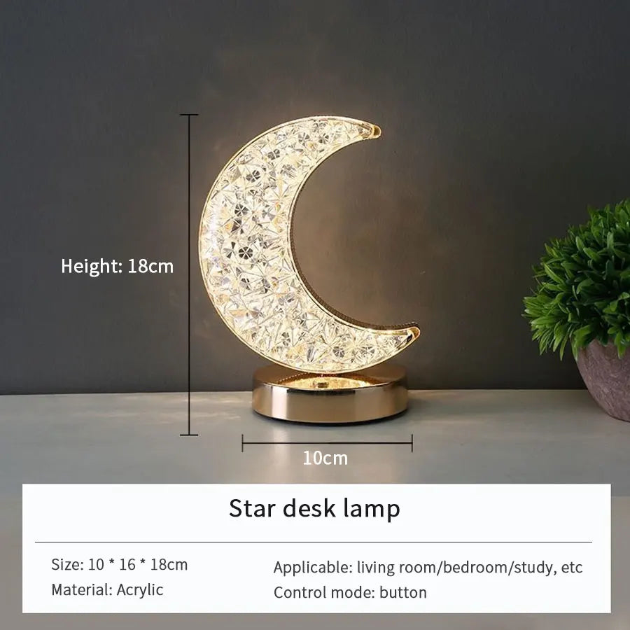Crystal Touch Dimming Night Light USB 3D Moonlamp for Bedroom
