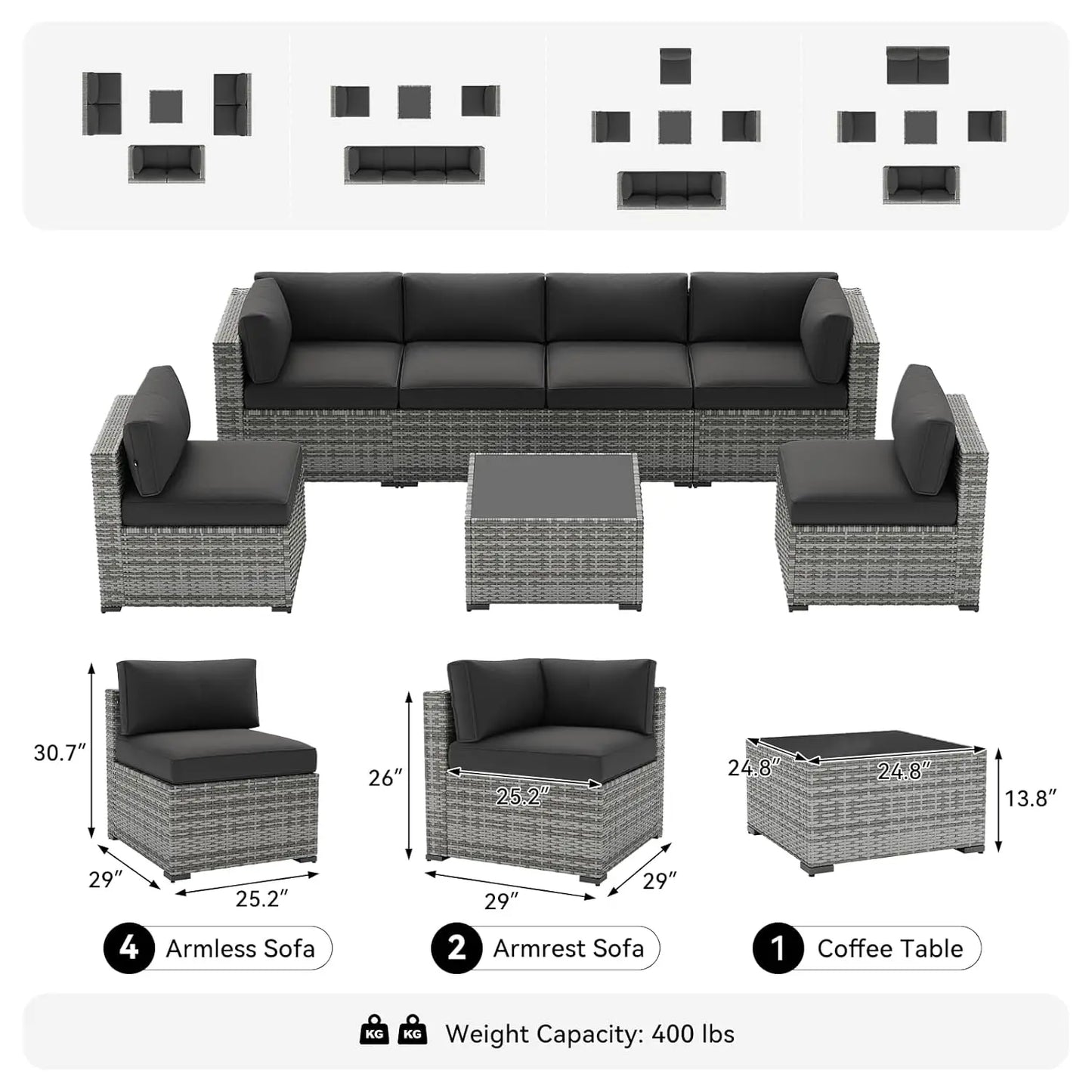 XIAOLANG Outdoor Patio Furniture Set Wicker Cushions Modern Design