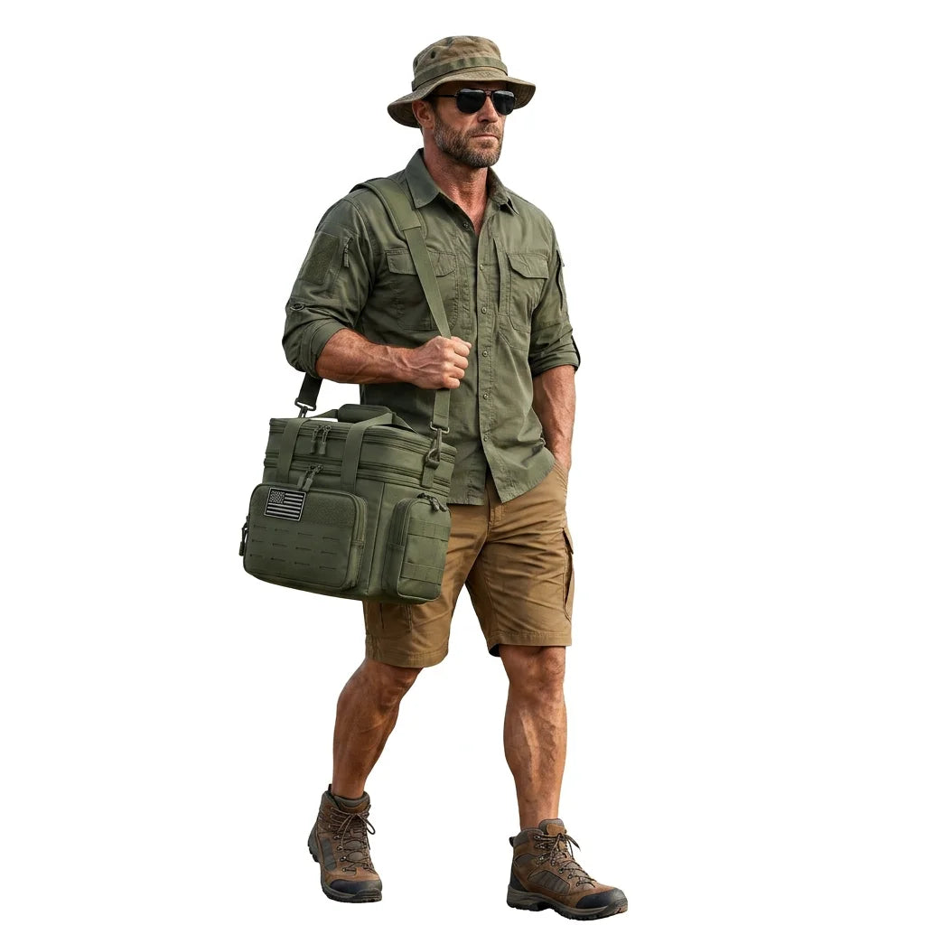 18L Insulated Lunch Bag Tactical Cooler Box for Men Women Expandable Leakproof Thermal Lunch Box Work Office Adults Reusable Large Capacity Meal Prep Bag Heavy Duty Camping Picnic Outdoor Travel School Commuter Construction W