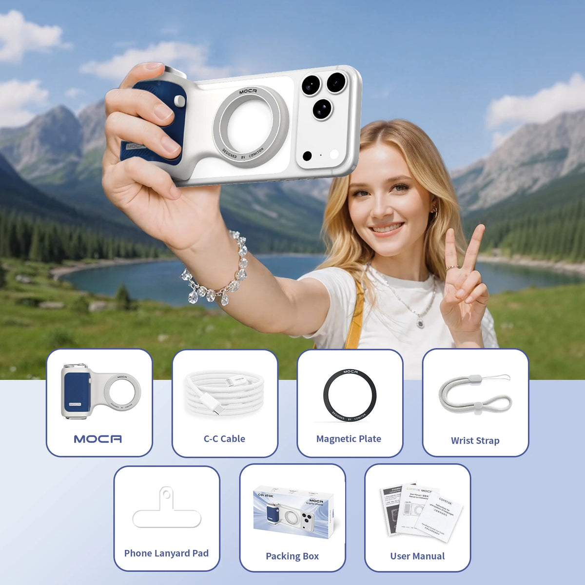 Comitok Moca Magnetic Camera Grip With Detachable Bluetooth Remote