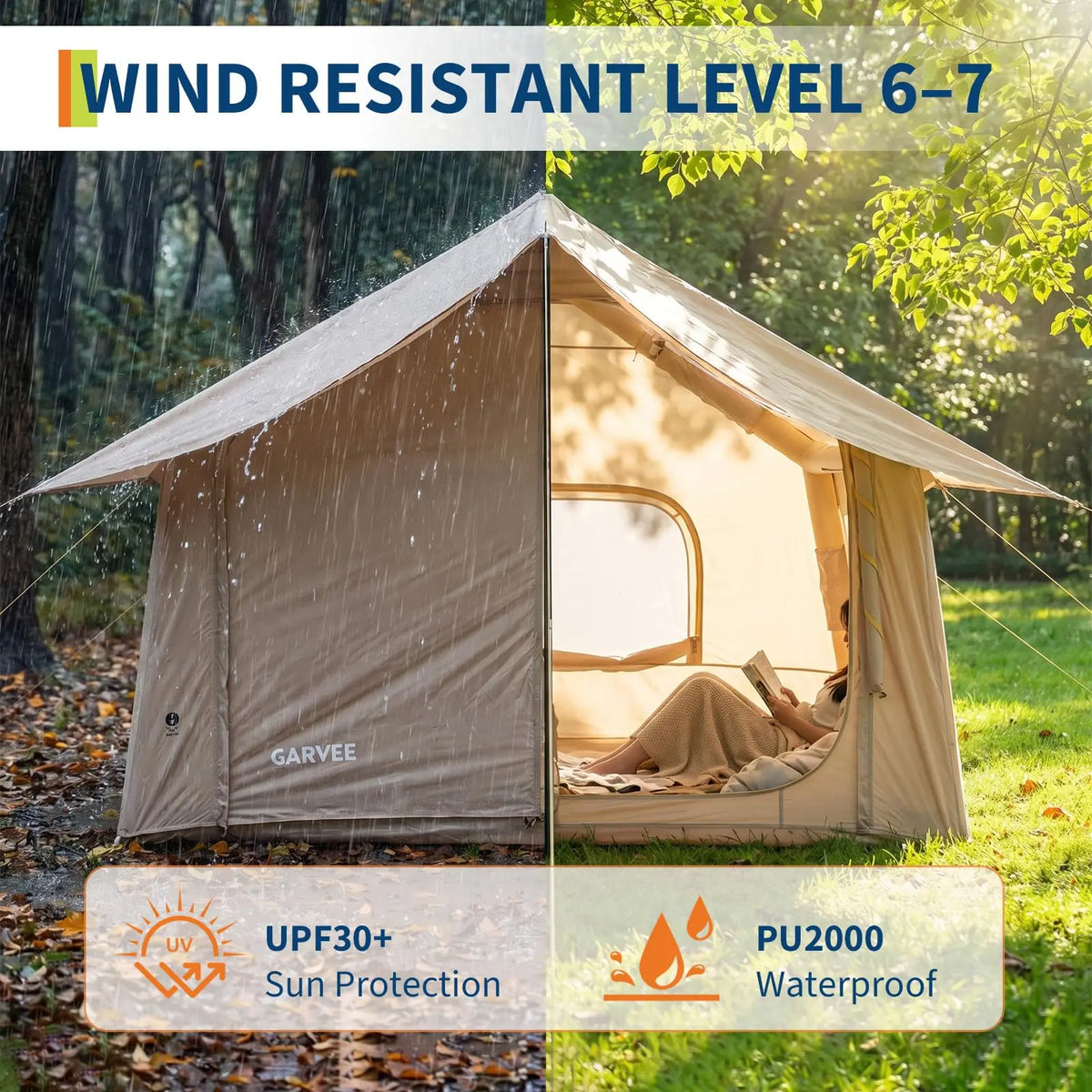 Six Person Inflatable Camping Tent With Skylight And Quick Setup