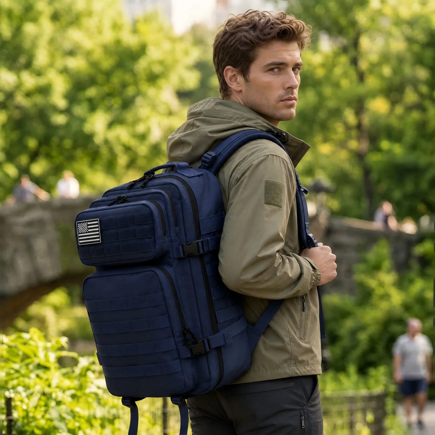 45L Tactical Travel Backpack Molle Large Capacity Multi Pocket Storage Bag Durable Wear Resistant Camping Hiking Trekking Bushcraft Daypack Heavy Duty Rucksack For Men Women Business Trips Mountain Climbing Daily Commute Lugg