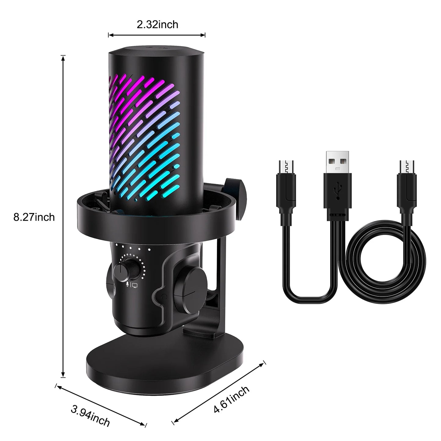 Tenlamp New  RGB USB Streaming Microphone ,Professionl Computer Condenser Mic For PC Mac Recording YouTube Podcasting Gaming Laptop Desktop