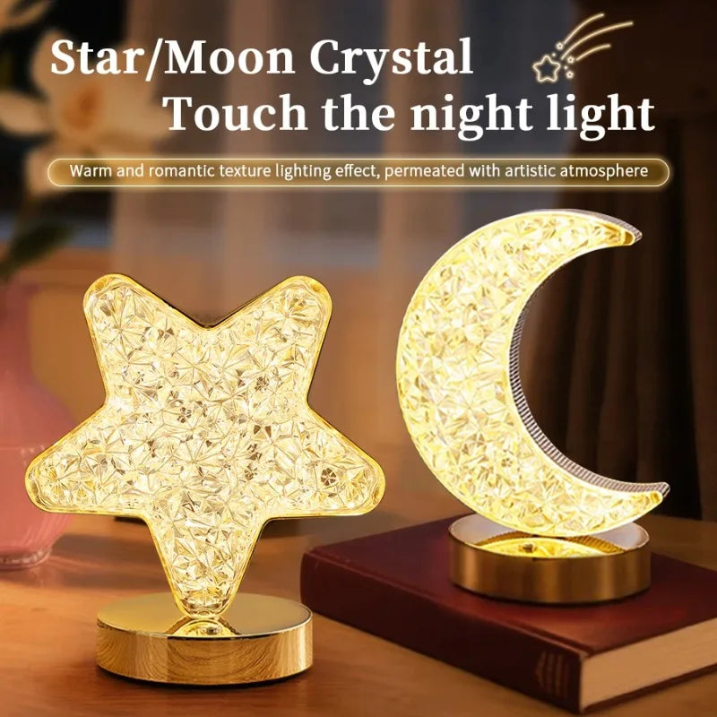 Crystal Touch Dimming Night Light USB 3D Moonlamp for Bedroom