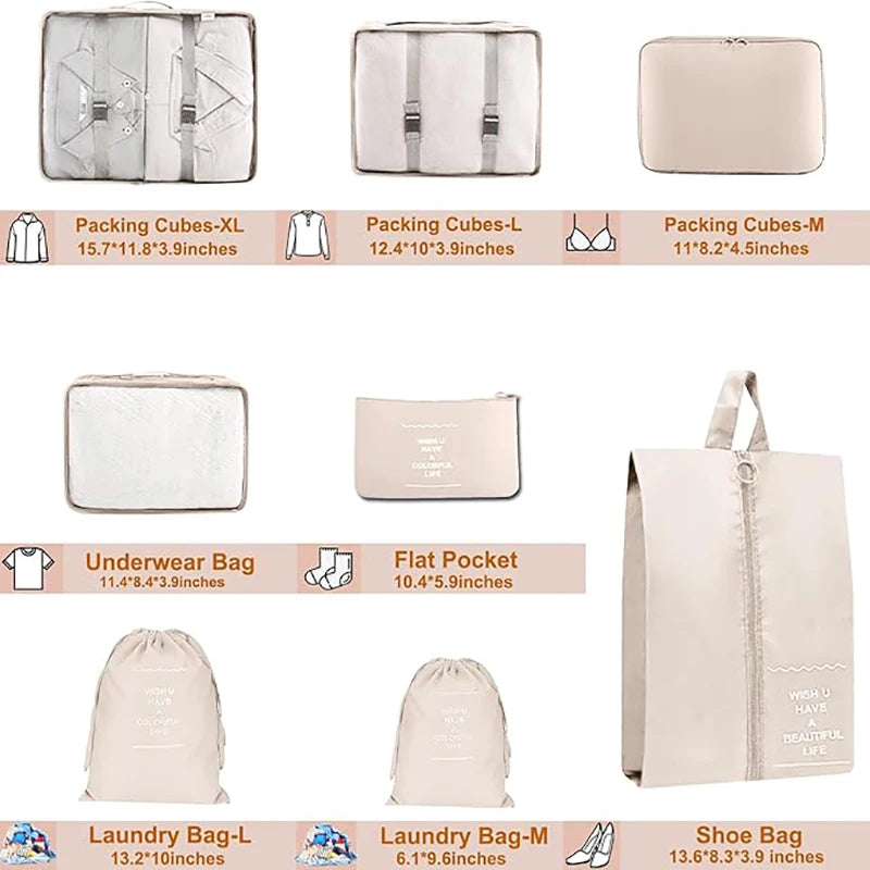 Packing Cubes for Travel - 8pcs/ Set Luggage Organizer Bags for Family, Mesh Breathable Travel Packing Cubes for Suitcases Durable Travel Essentials Bags Set