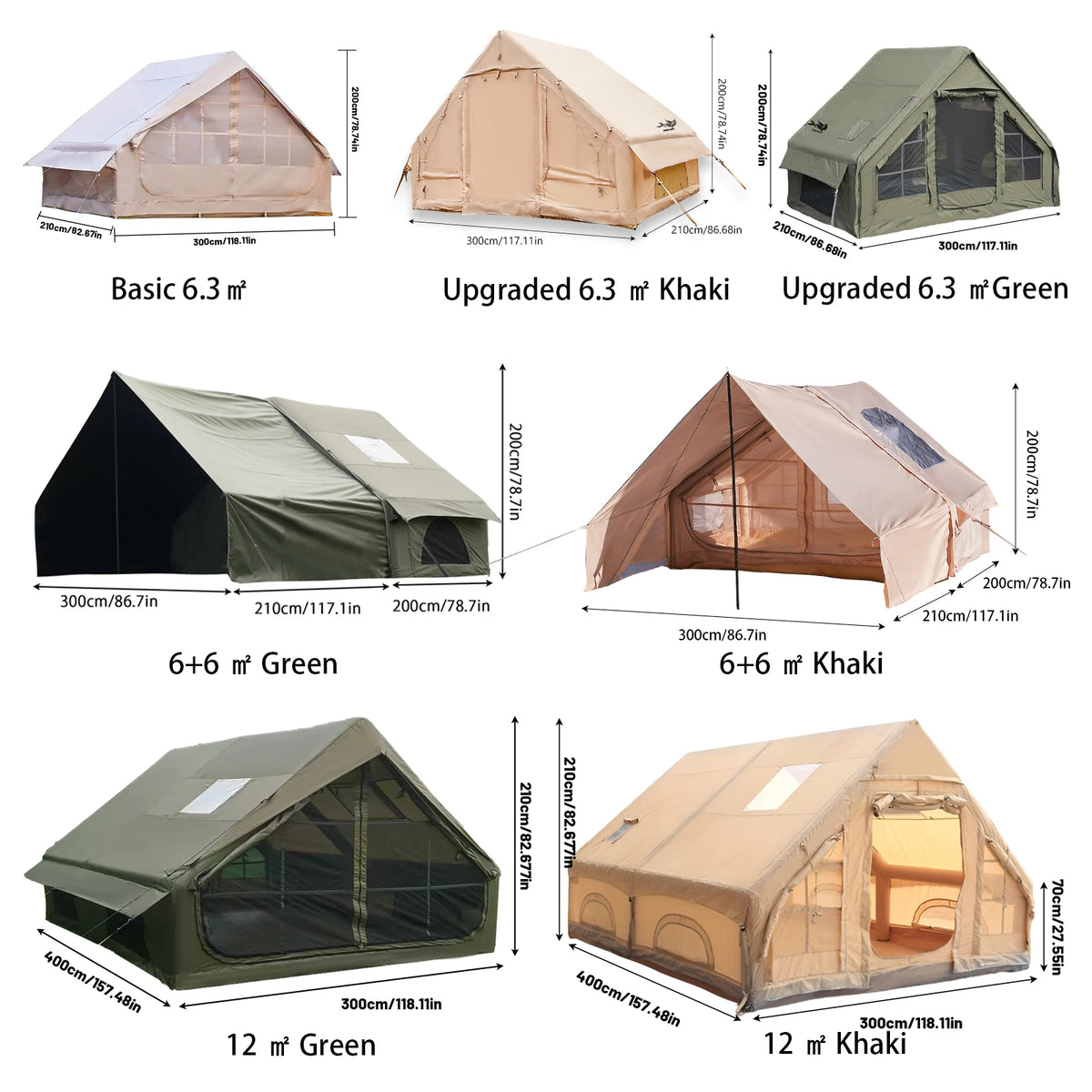 Inflatable Camping Tent With Skylight And Breathable Mesh For Glamping