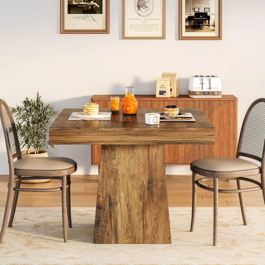 Tribesigns Square Dining Table for Four with Pedestal Base Farmhouse