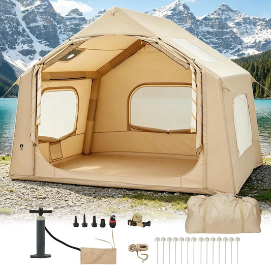 Inflatable Glamping Tent Featuring Skylight Stove Jack For Camping