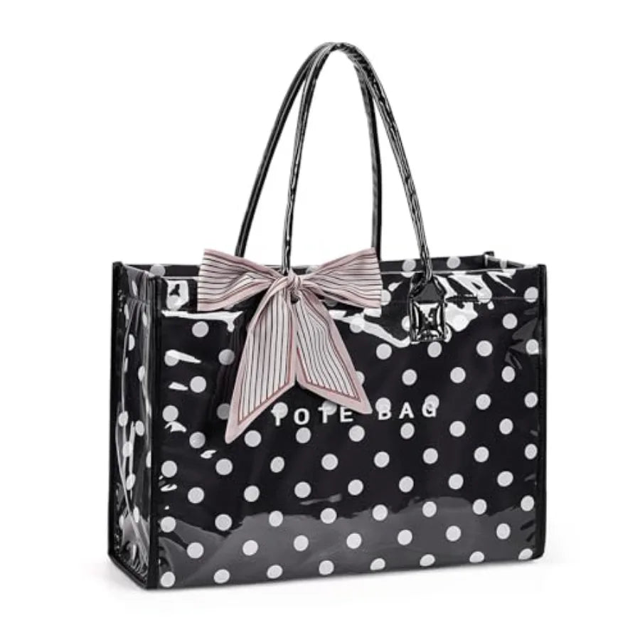 PVC Tote Bag For Women Plastic Purse Kraft Paper Letter Print