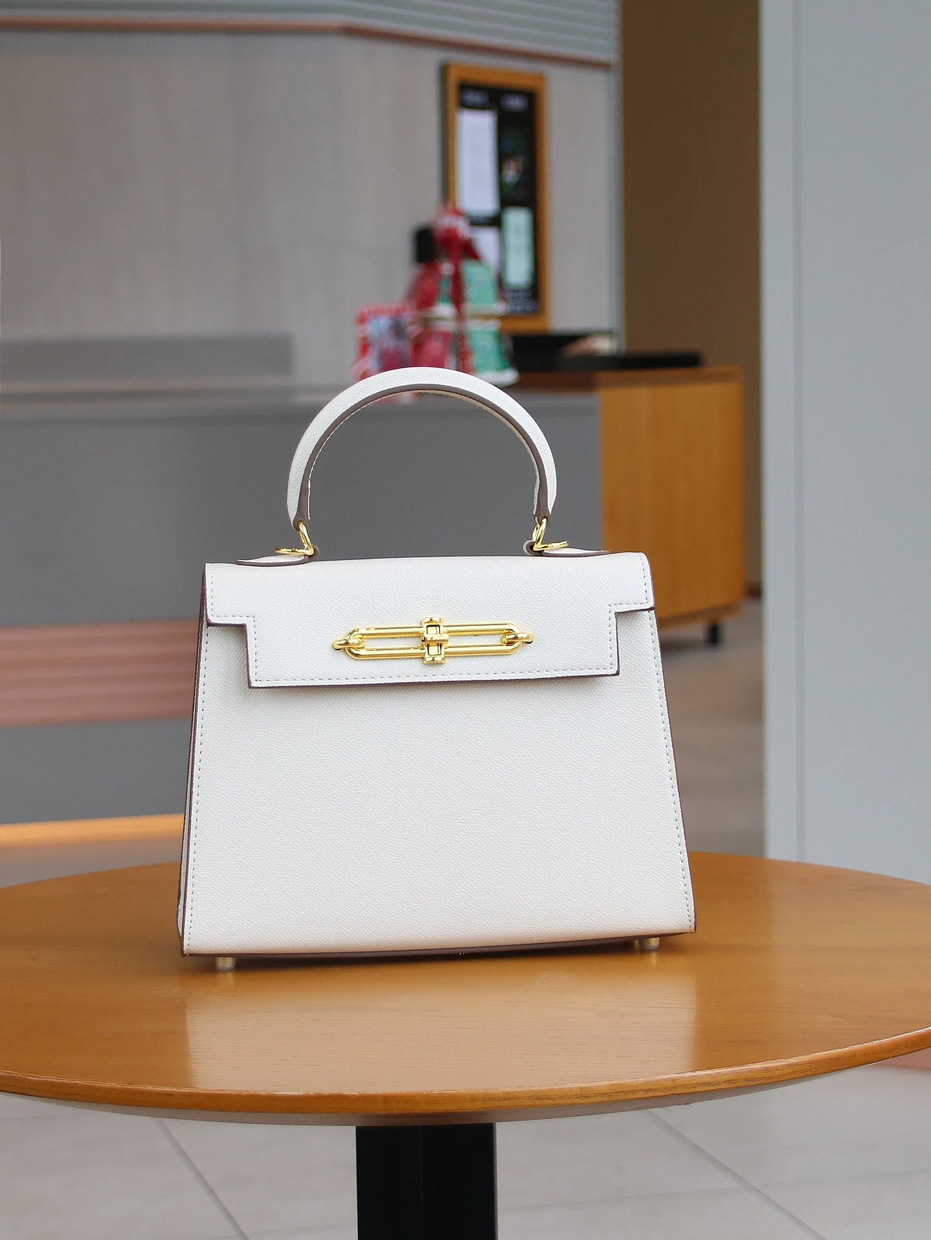 Palm Print Leather Box Handbag For Women Portable Light Luxury