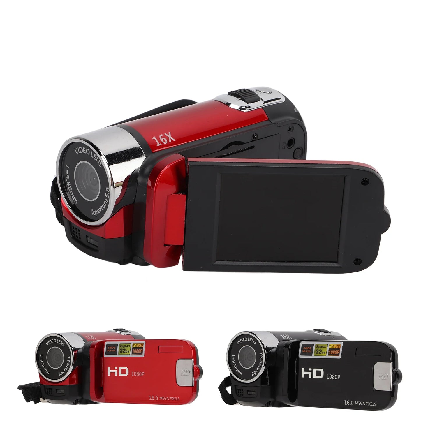 Digital Video Camcorder Portable Full HD 1080P 270° Rotation Handheld 16MP Digital Camcorders for Family for Kids for Gifts