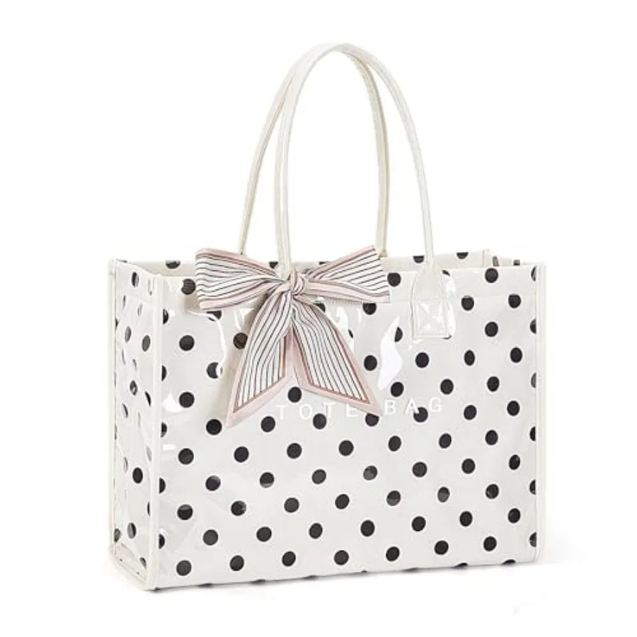 PVC Tote Bag For Women Plastic Purse Kraft Paper Letter Print