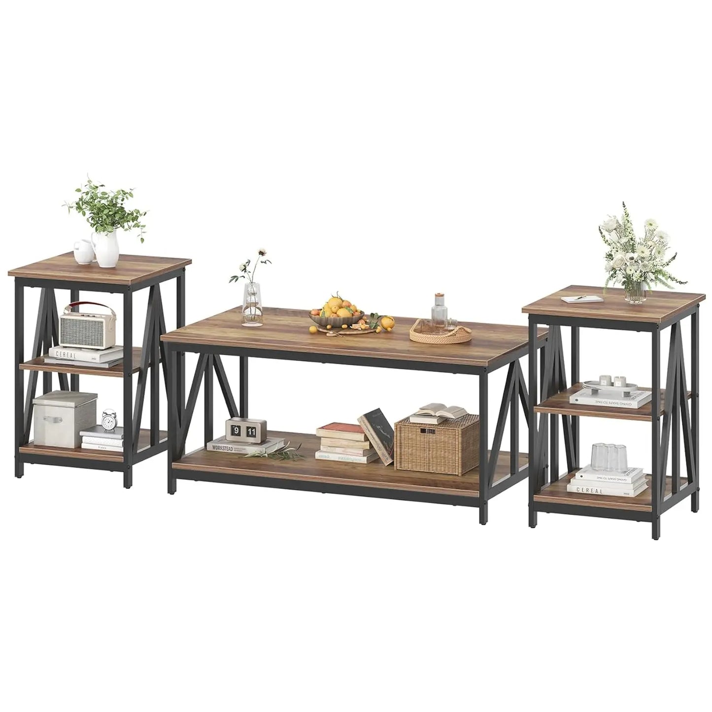 Industrial X Design 3 Piece Coffee Table Set For Living Room