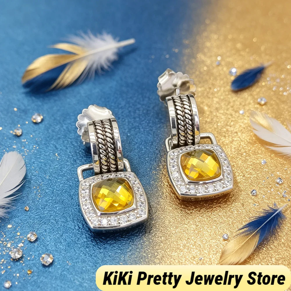 Sterling Silver Zircon Earrings 925 Elegant Gift Idea