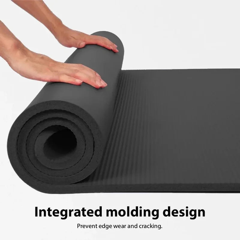 Extra Thick 10mm Exercise Yoga Mat Multipurpose Workout NBR 72 x 24 w/ Bag Strap