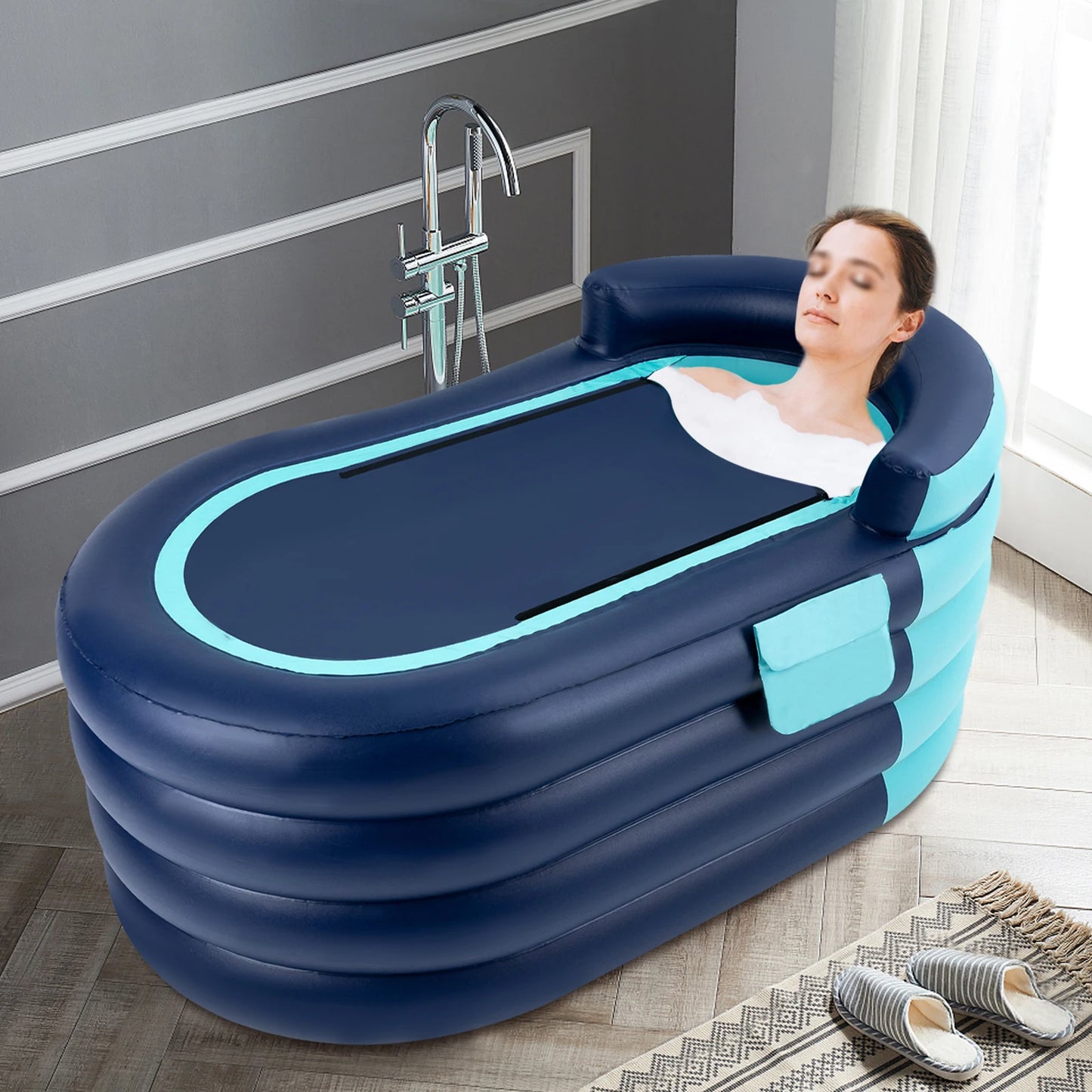 Inflatable Adult Bathtub With Air Pump Freestanding Spa Tub