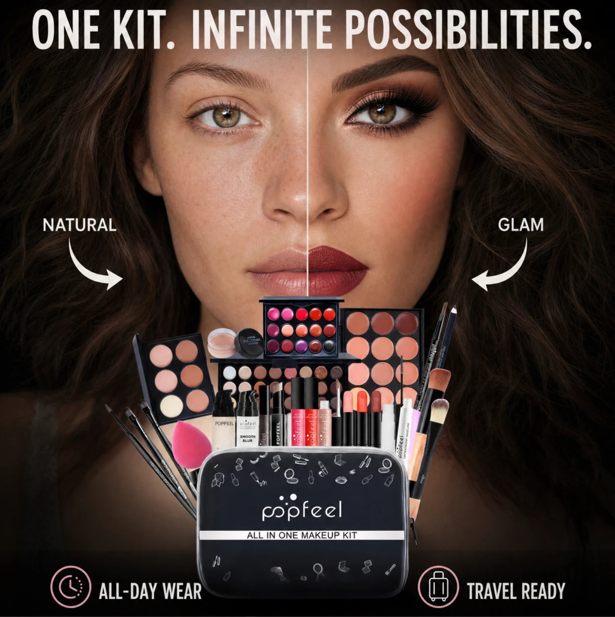 POPFEEL Travel Makeup Set Portable Complete Collection