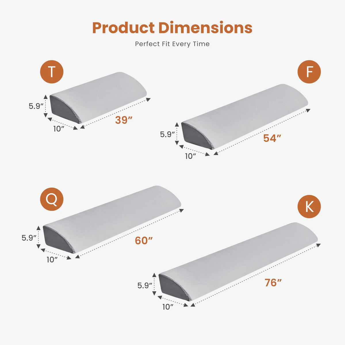 JHK Cooling Memory Foam Headboard Wedge Pillow With Washable Cover