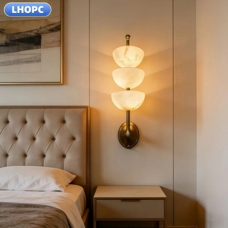 All-Copper Marble Wall Lamp Nordic Modern Luxury Living Room Bedside