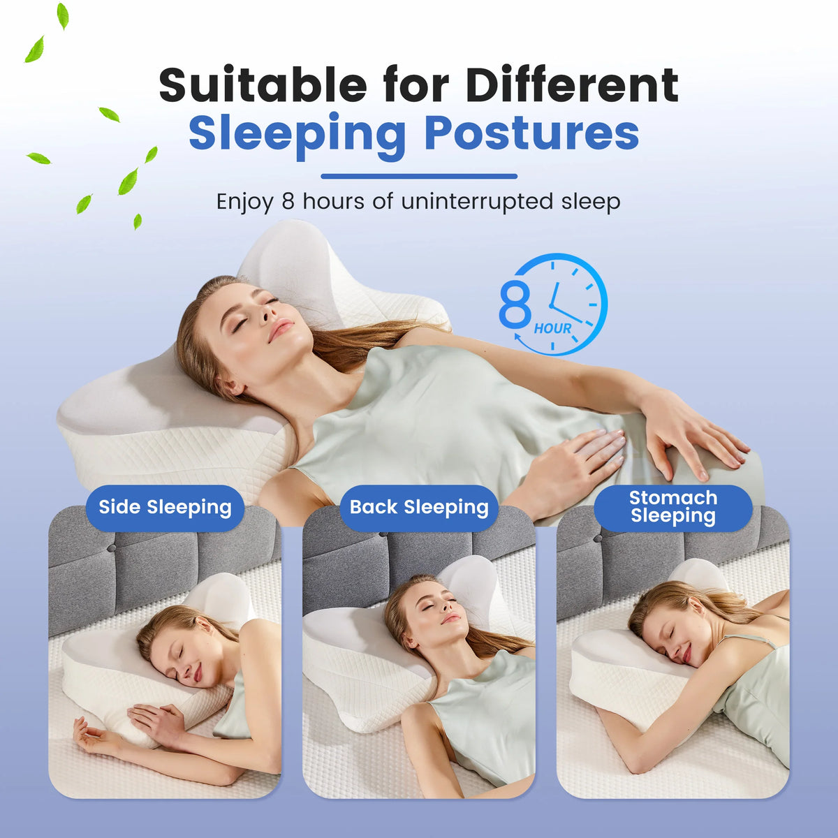JHK Ergonomic Cervical Memory Foam Pillow With Cooling Cover