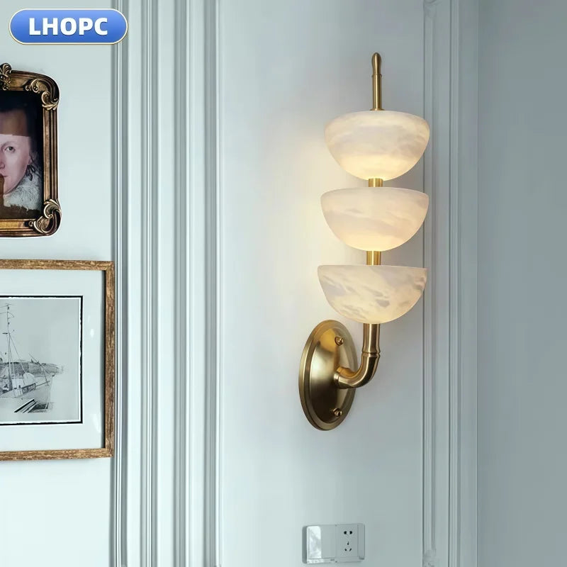 All-Copper Marble Wall Lamp Nordic Modern Luxury Living Room Bedside