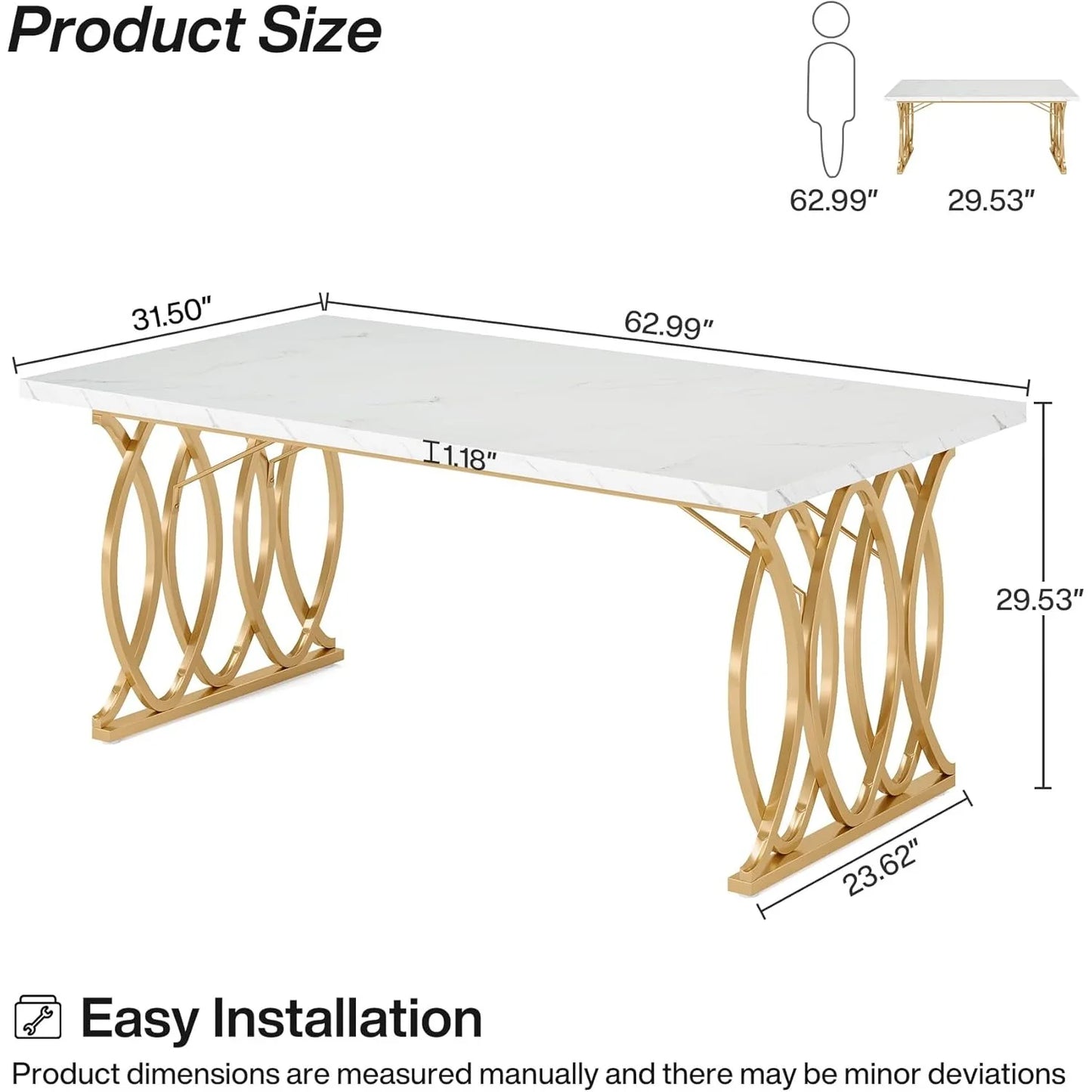 Little Tree Modern Faux Marble Dining Table For Kitchen