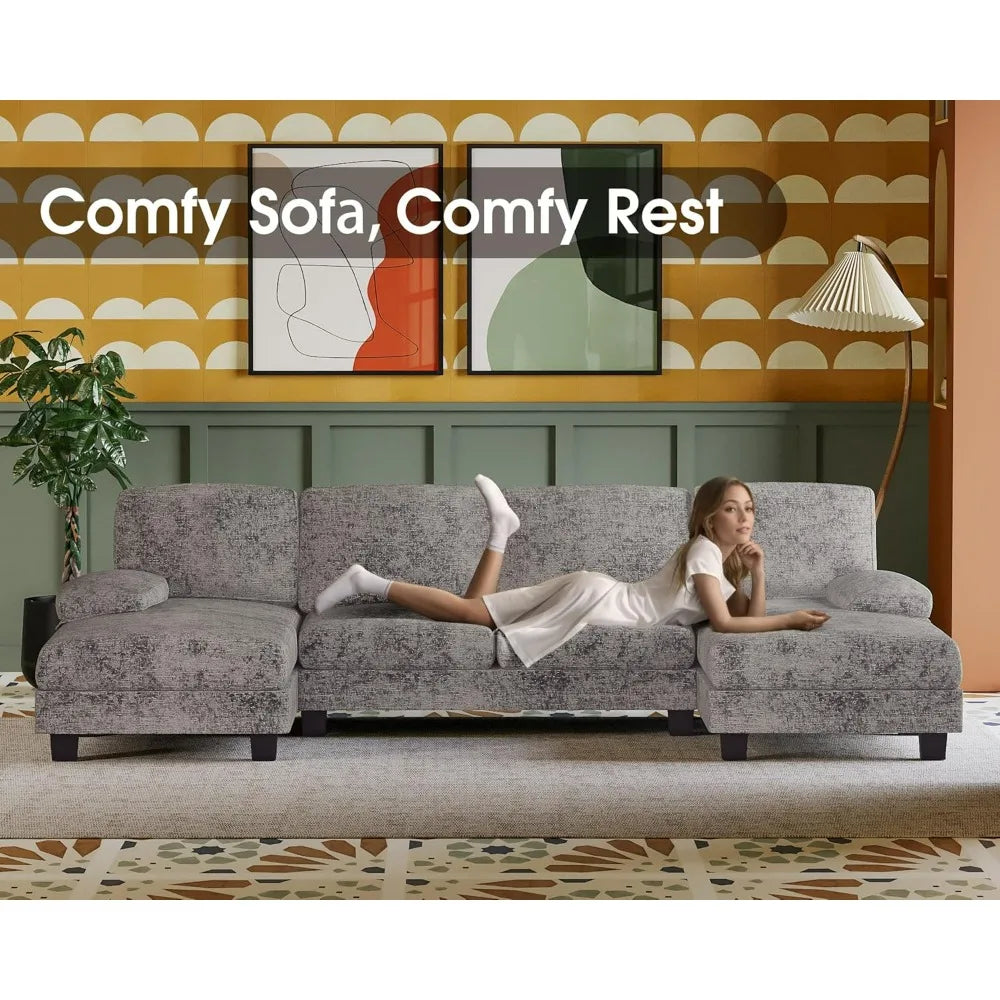 Furmax U-Shaped Sectional Sofa Couch in Linen Fabric