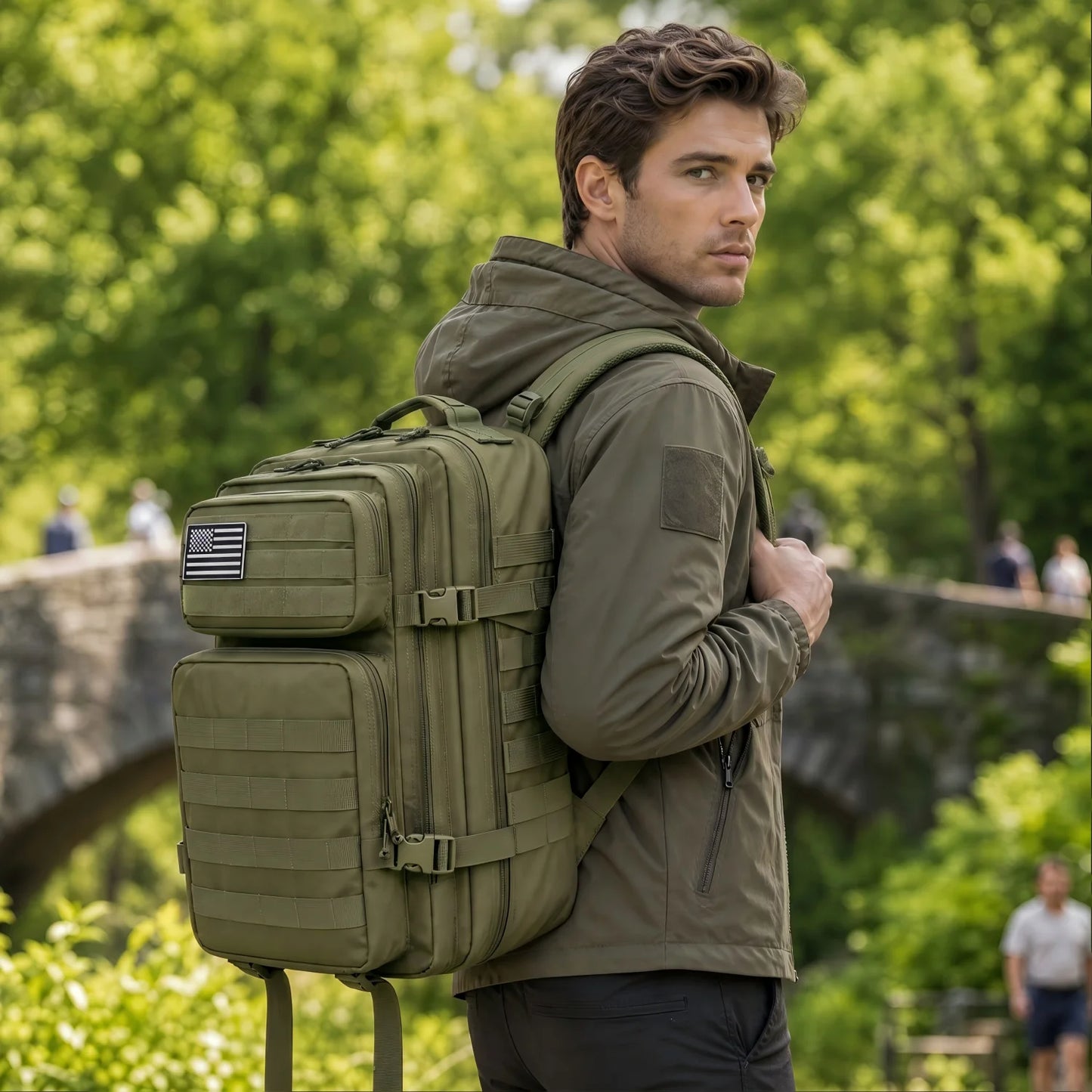 45L Tactical Travel Backpack Molle Large Capacity Multi Pocket Storage Bag Durable Wear Resistant Camping Hiking Trekking Bushcraft Daypack Heavy Duty Rucksack For Men Women Business Trips Mountain Climbing Daily Commute Lugg