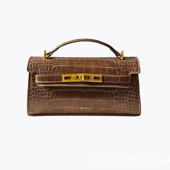 JW PEI Noor Women's Crocodile Pattern Leather Handbag Mini Top Handle Purse Structured Crossbody Bag Designer Inspired Fashion Tote
