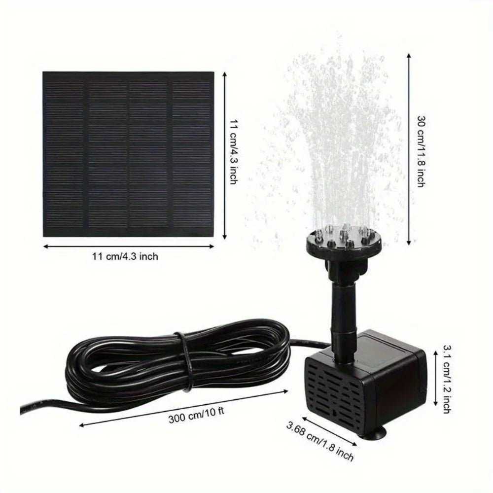 Solar Pond Fountain Pump With Six Nozzles For Bird Baths