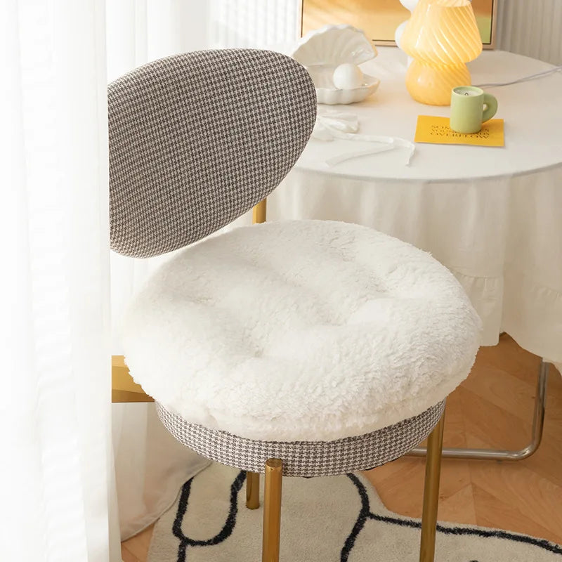 Lamb Velvet Round Chair Cushion Ultra Soft Plush Seat Pad