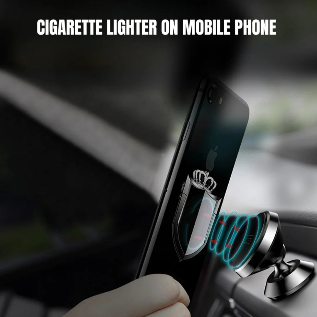 Creative Crown shaped Electronic Lighter with Phone Stand USB Fast Charging Multi functional Tungsten Wire Windproof Lighter