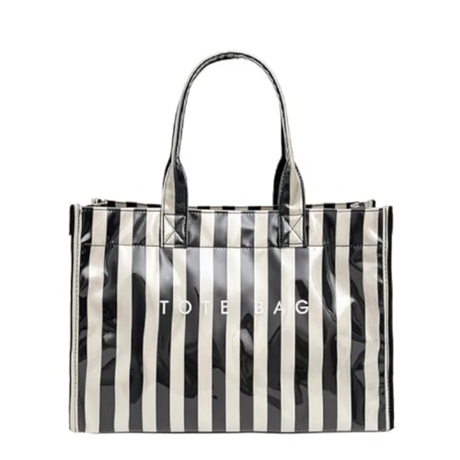 PVC Tote Bag For Women Plastic Purse Kraft Paper Letter Print