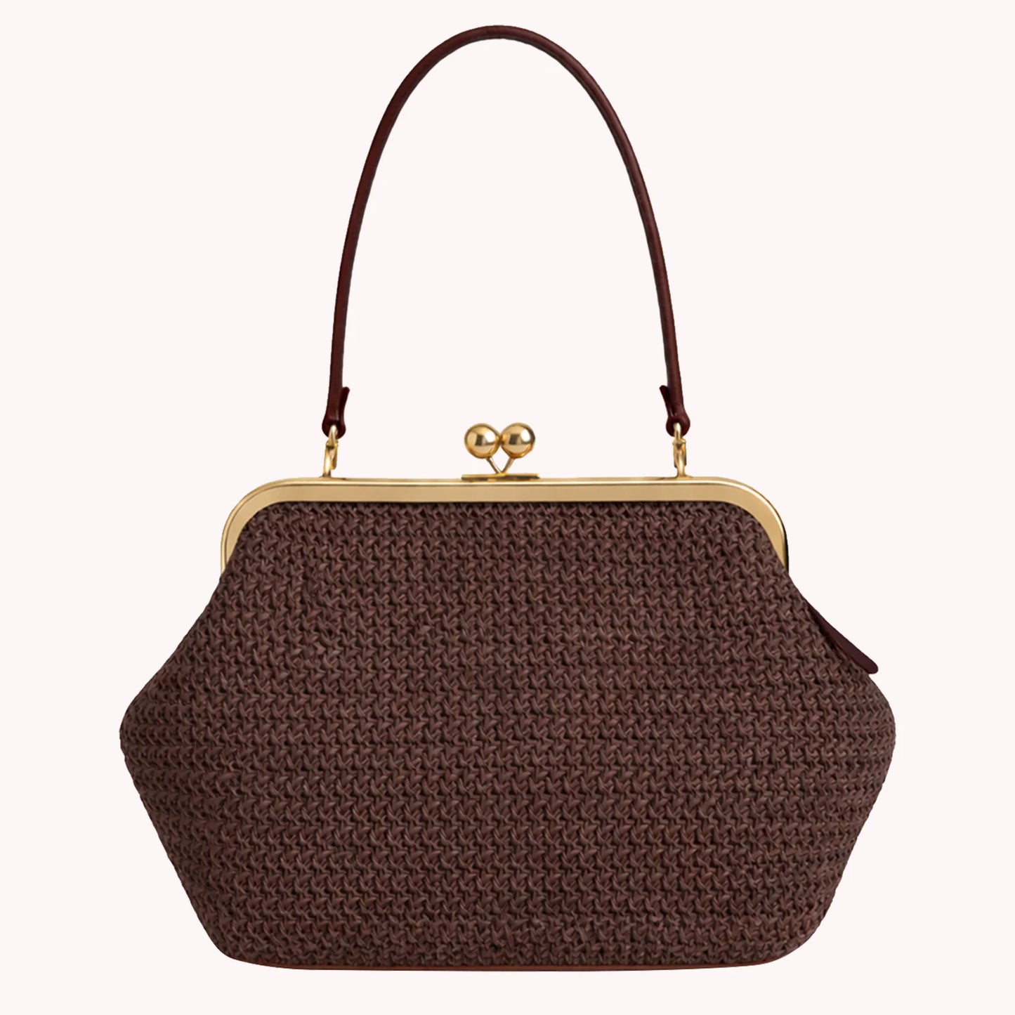Women Straw Clutch Purses Stylish Woven Bag Versatile Striped Buckle Bag for Summer Vacation Travel