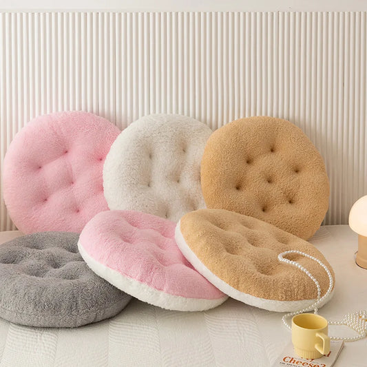 Lamb Velvet Round Chair Cushion Ultra Soft Plush Seat Pad